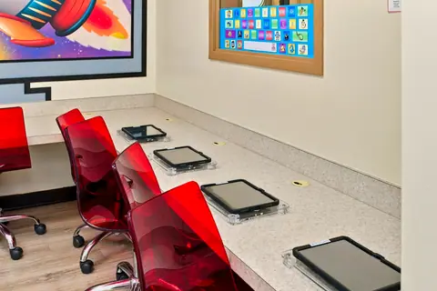 Tablet stations at the computer lab counter