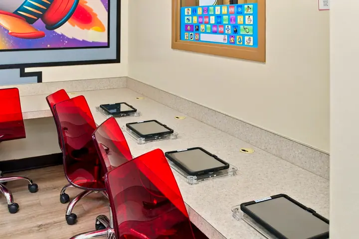 Tablet stations at the computer lab counter